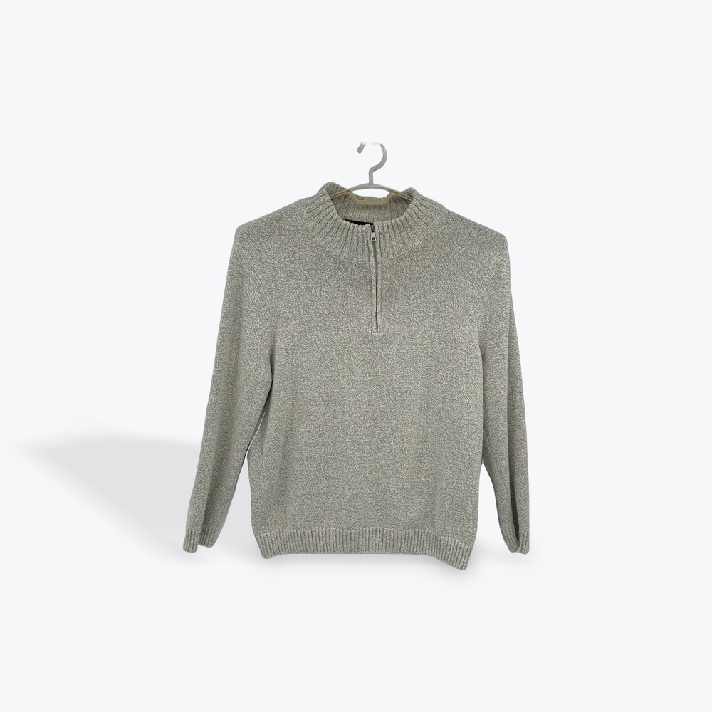 Even Tide Mens XXL Quarter Zip Sweater Gray Mock‎ Neck Long Sleeve Pullover